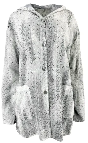 Avant Toi Reversble Eyelet Silk Blend Jacket in Grey and White
