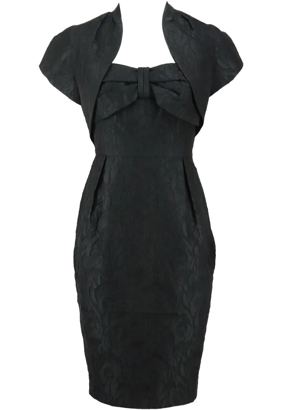 PADDY CAMPBELL VINTAGE BOW DETAILED CREPE DRESS AND JACKET UK 10